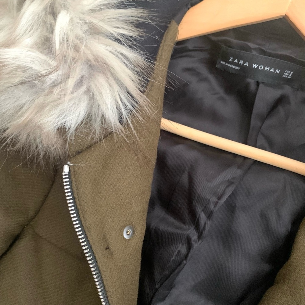 Zara Wool Fur Hooded Jacket - Picture 12 of 14